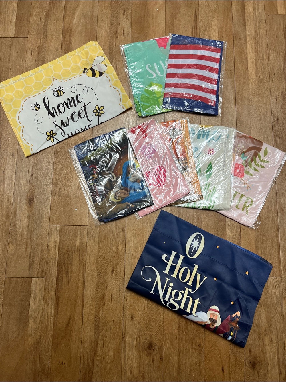 Set of 9 Decorative Seasonal Garden Flags Pack - Assorted Colors